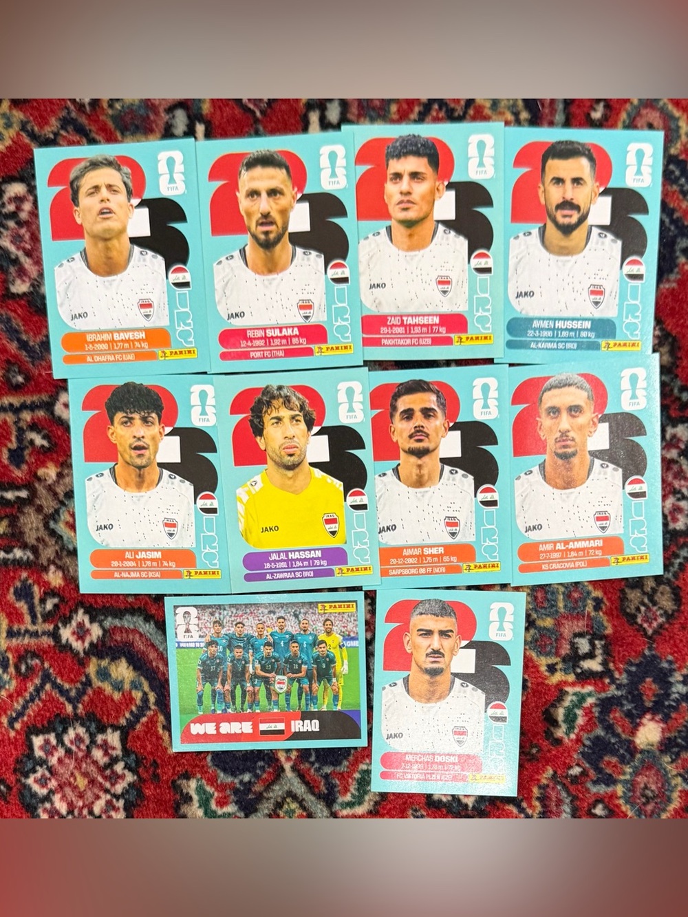 WORLD CUP 2026 PANINI STICKER. IRAQUE SOCCER  TEAM. LOT OF 10 STICKERS.BRASIL